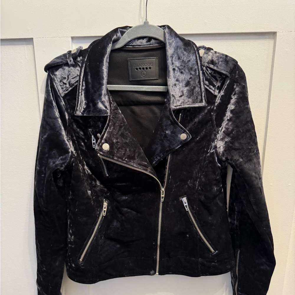 Blank NYC Black Velvet Leather Jacket